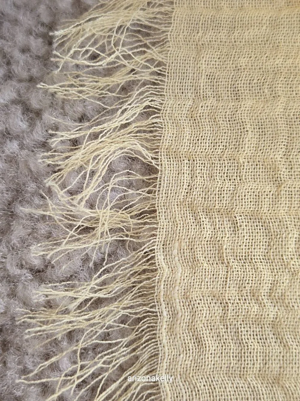 NWOT 100% Linen Scarf Seersucker Puckered Wrap Oversized Shawl Yellow Monday